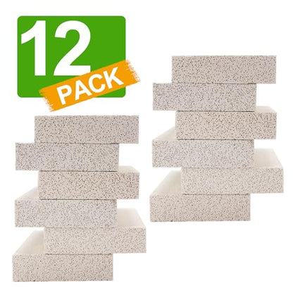 12 Pieces Insulating Fire Brick for Ovens, Kilns, Blacksmith, Fireplaces, Forges 9" X 4.5" X 1.25" 2300F Rated Insulating Fire Bricks
