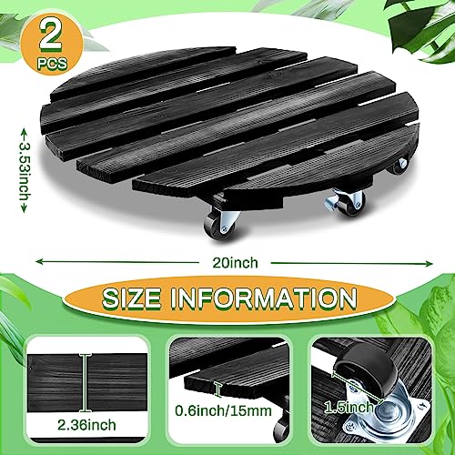 Taiyin Plant Caddy with Wheels 2 Pack 20 Inch Plant Stand with Metal Wheels Lockable Caster Wheels Heavy Duty Plant