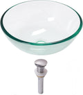Lordear 14 x 14 Inch Artistic Vessel Sink Bathroom Vessel Sink Round Clear Tempered Glass Vanity Round Bowl with Pop-up Drain Combo Countertop Basin
