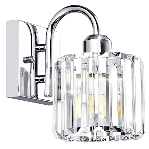 EDISLIVE Orillia 4.72 in. 1-Light Modern Chrome Bathroom Vanity Light with Crystal Shades