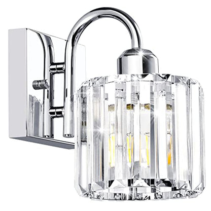 EDISLIVE Orillia 4.72 in. 1-Light Modern Chrome Bathroom Vanity Light with Crystal Shades