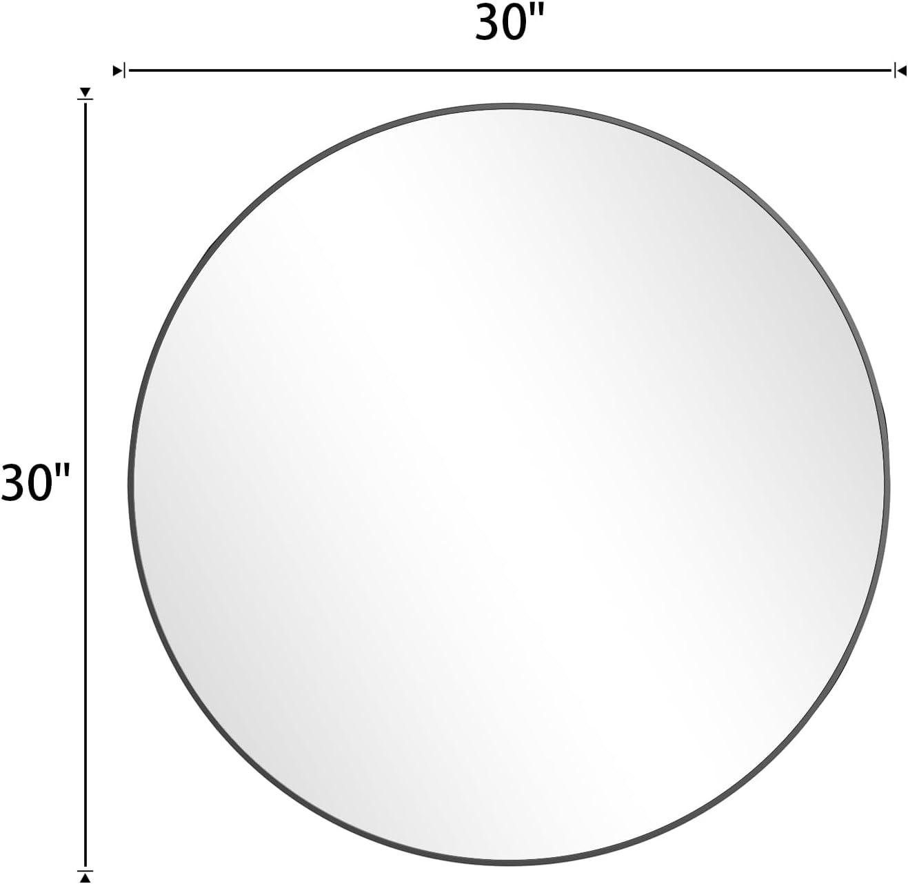 BEAUTYPEAK 30 Inch Round Mirror, Metal Frame Circle Mirror, Wall Mounted for Entryway, Bathroom, Vanity, Living Room, Black