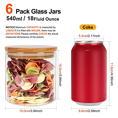 18oz Glass Jars with Bamboo Lids , Borosilicate Glass Airtight Canisters Sets, Food Storage Container, Pantry Organization