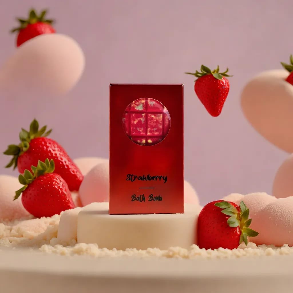 Lot of 5 - Chocolate form bath bomb | Nontoxic | Made from Sea Salt | Organic | Vegan Product | Eco | Gift Idea for Men and Women (Strawberry)