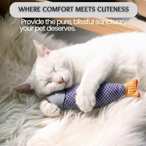 JMTSONS Cat Toys 4 Pack – 3 Catnip Fish Kicker Toys with Bell Sound and 1 Durable Rope Chew Toy for Indoor Cats &