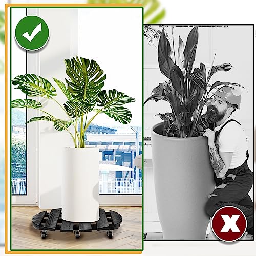 Taiyin Plant Caddy with Wheels 2 Pack 20 Inch Plant Stand with Metal Wheels Lockable Caster Wheels Heavy Duty Plant