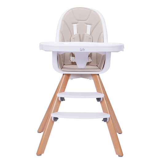 Baby High Chair with Double Removable Tray for Infants/Toddlers, 3-in-1 Wooden Booster/Chair | Grows with Your Child | Adjustable Legs | Modern Wood Design | Easy to Assemble