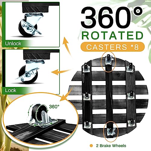 Taiyin Plant Caddy with Wheels 2 Pack 20 Inch Plant Stand with Metal Wheels Lockable Caster Wheels Heavy Duty Plant