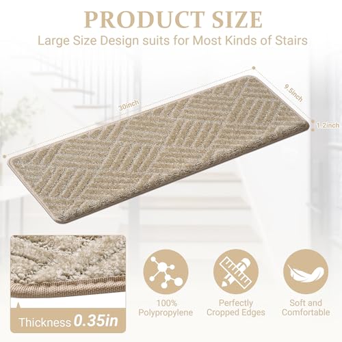YEERSWAG Bullnose Carpet Stair Treads, Stairs Carpet Non Slip 15 Pac
