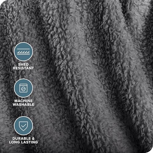 Bare Home Faux Shearling Blanket - King Size - Blanket for Bed, Sofa, Couch, Camping, Travel, and Gifts - Warm & Lightweight