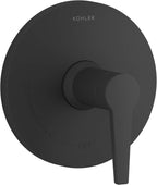 KOHLER K-TS74042-4-BL Pitch Rite-Temp Valve Trim, Shower Trim Faceplate with Lever Handle, Trim Only, Requires Valve, Matte Black