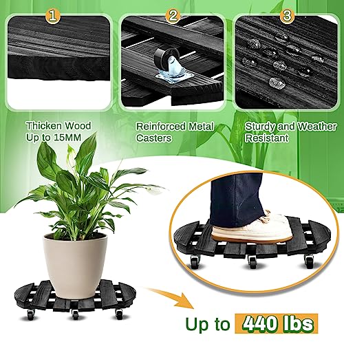 Taiyin Plant Caddy with Wheels 2 Pack 20 Inch Plant Stand with Metal Wheels Lockable Caster Wheels Heavy Duty Plant