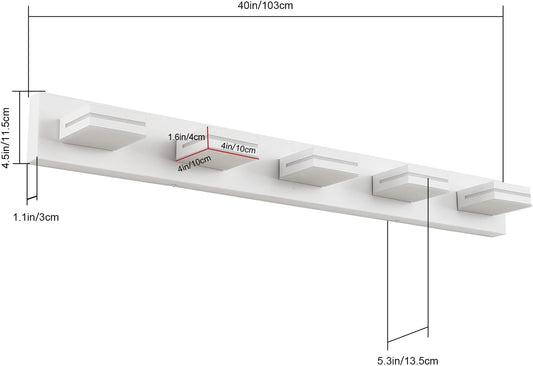 Dent SineRise LED Modern Bathroom Vanity Light Fixtures (5-Light, 40-Inch, Dimmable), Matte White Modern Acrylic Bathroom Wall Lighting Fixtures Over Mirror (Cool White 6000K)