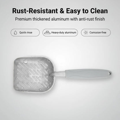 Vitisyao Metal Cat Litter Scoop with Holder, Aluminum Cats Litter Scooper Captures All Clumps, Heavy Duty Metal Kitty Scoopers with Holder, Cat Metal Scoop and Holder (Black)