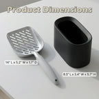 Vitisyao Metal Cat Litter Scoop with Holder Aluminum Cats Litter Scooper Captures All Clumps Heavy Duty Metal Kitty