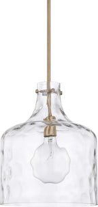 HomePlace Lighting 325717AD Crawford Urban/Industrial Clear Water Glass Jar Pendant Light 1-Light 100 Watt 15’’ H x