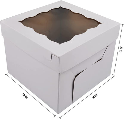 Cajas para Tartas 10 Piezas 10x10x12 Pulgadas Con Ventana - Caja Alta para Tartas KBG