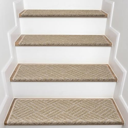 YEERSWAG Bullnose Carpet Stair Treads, Stairs Carpet Non Slip 15 Pac