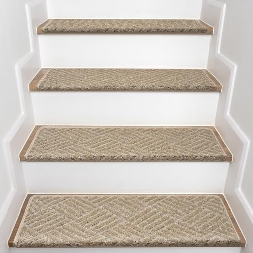 YEERSWAG Bullnose Carpet Stair Treads, Stairs Carpet Non Slip 15 Pac