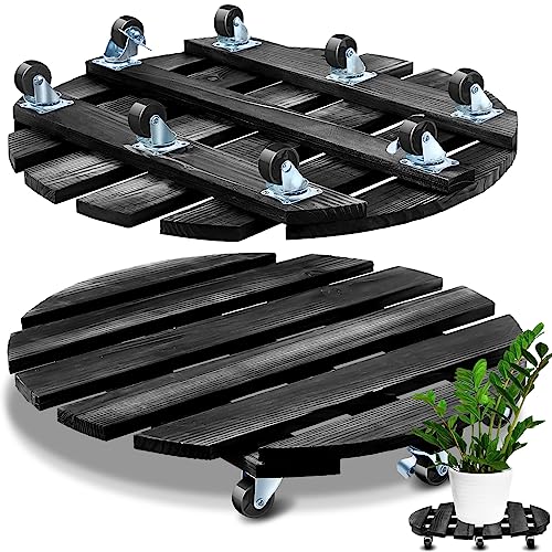 Taiyin Plant Caddy with Wheels 2 Pack 20 Inch Plant Stand with Metal Wheels Lockable Caster Wheels Heavy Duty Plant