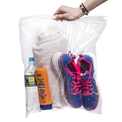 [ 200 COUNT ] Large Super Big Bags,- 2 Mill Tick - ZIPPER TOP - Jumbo Big Plastic Bags, '16'x18 [ in a BAG ]