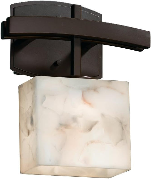 Justice Design Group Lighting ALR-8597-55-DBRZ-LED1-700 Archway ADA 1-Light Wall Sconce-Rectangle Shade-Alabaster Rocks-LED, Dark Bronze