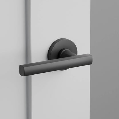 Emtek Freestone Privacy Leverset w/ Disk Rosette Flat Black RH - 5209-FRL-US19-RH