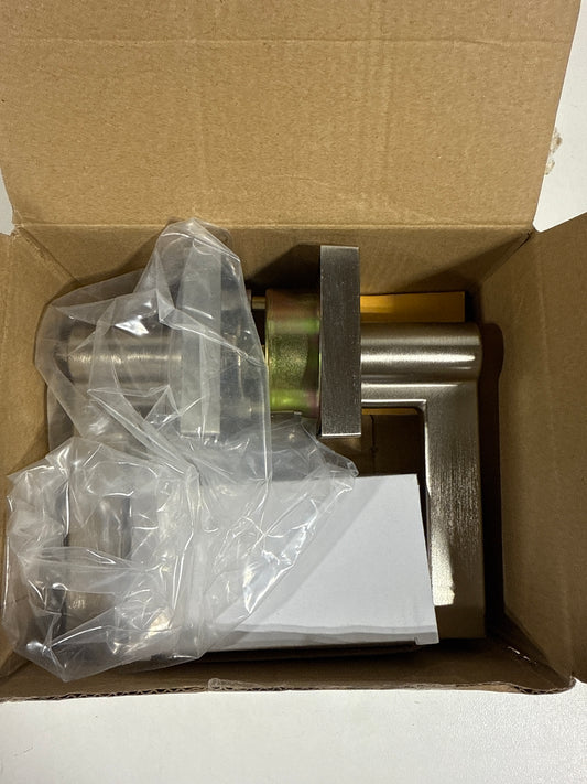 Miseno MLK1022 Lorton Flat Bar Single Cylinder Keyed Entry Door Lever Set Satin Nickel