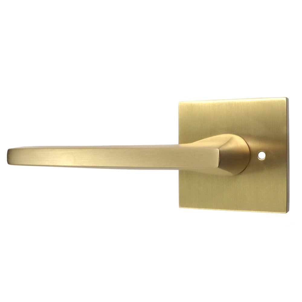 Emtek 5210HLOUS4LH.RLS Helios Left Hand Privacy Lever 2-3/8’’ Backset Satin Brass Square Rose - *Tools Hardware & Misc