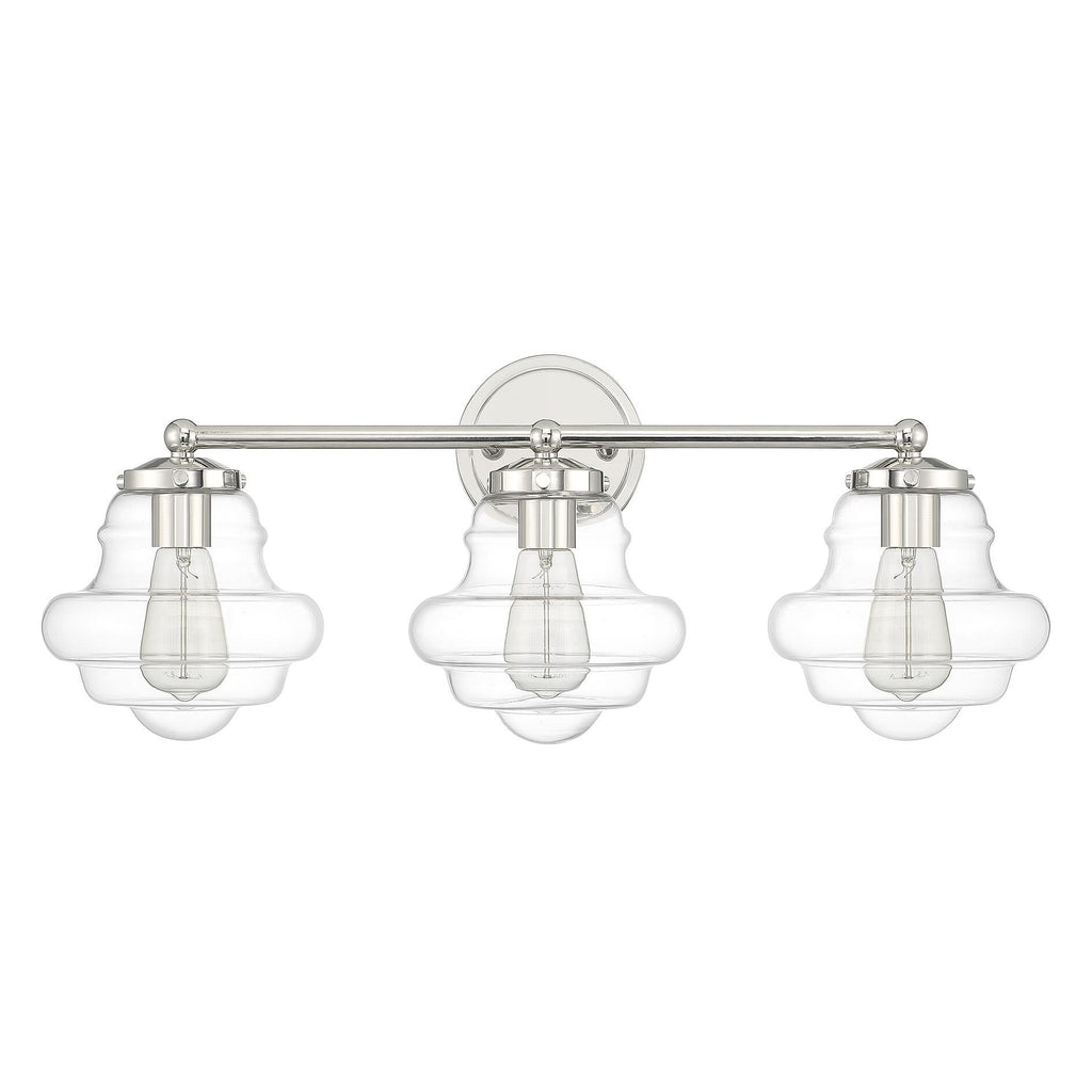 Meridian M80073PN Vanity 3-Light 180 Total Watts Polished Nickel - *Lighting & Electrical