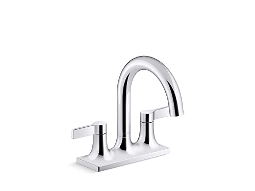 KOHLER K-28124-4-CP Venza® Centerset Bathroom Sink Faucet, 3-Hole, 1.2 GPM, Easy Installation, Corrosion Resistant, Polished Chrome