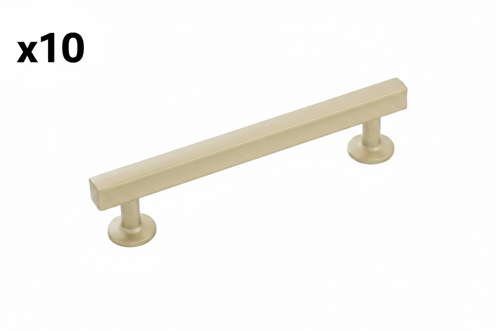 10 x Hickory Hardware Solid Core Kitchen Cabinet Pulls, Luxury Cabinet Handles, Hardware for Doors & Dresser Drawers, 5-1/16 Inch (128mm) Hole Center, Champagne Bronze, Woodward Collection