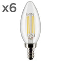 6 x Satco Lighting S21274 5.5 Watt Vintage Edison Dimmable B11 Candelabra (E12) LED Bulb - 500 Lumens 3000K and 90CRI Clear Bulbs Bulbs LED
