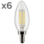 6 x Satco Lighting S21274 5.5 Watt Vintage Edison Dimmable B11 Candelabra (E12) LED Bulb - 500 Lumens 3000K and 90CRI Clear Bulbs Bulbs LED