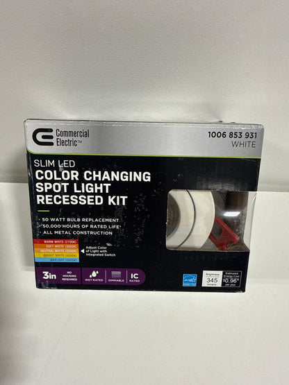 Ultra Spot Integrated LED 3 in Round Adj Color Temp Canless Recessed