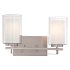 Minka Lavery 6102-84 Parsons Studio Vanity Bath Light, 2-Light, 200 Total Watts, 15-in H x 8.75-in W, Brushed Nickel