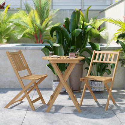 Alamont Home - Martindale Indoor/Outdoor Acacia Wood Folding Table and 2 Chair Bistro Set in - Natural