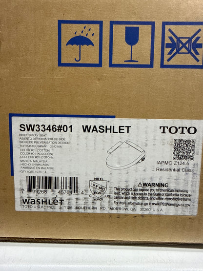 TOTO® WASHLET® S2 Electronic Bidet Toilet Seat with Instantaneous Water Heating, PREMIST and EWATER+ Wand Cleaning, Elongated, Cotton White - SW3346#01