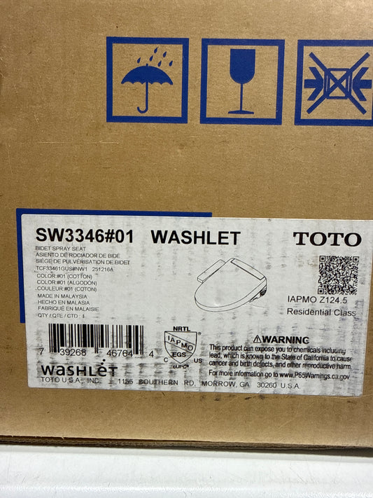 TOTO® WASHLET® S2 Electronic Bidet Toilet Seat with Instantaneous Water Heating, PREMIST and EWATER+ Wand Cleaning, Elongated, Cotton White - SW3346#01