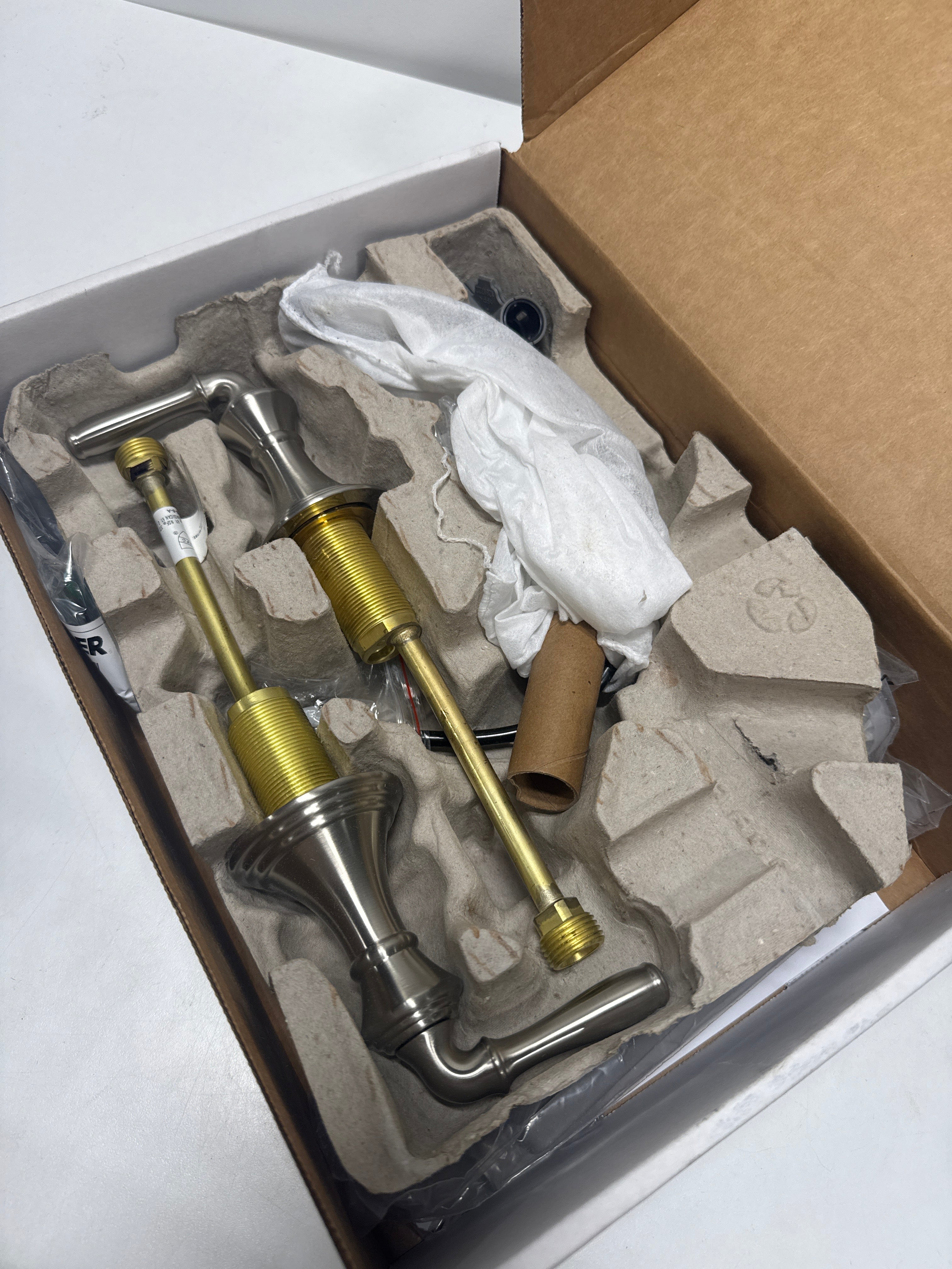 KOHLER K-394-4-BN Devonshire® Widespread Bathroom Sink Faucet, Pop-Up Drain Assembly, 3-Hole Bathroom Faucets, 2-Handle, 1.2 GPM, Vibrant Brushed Nickel