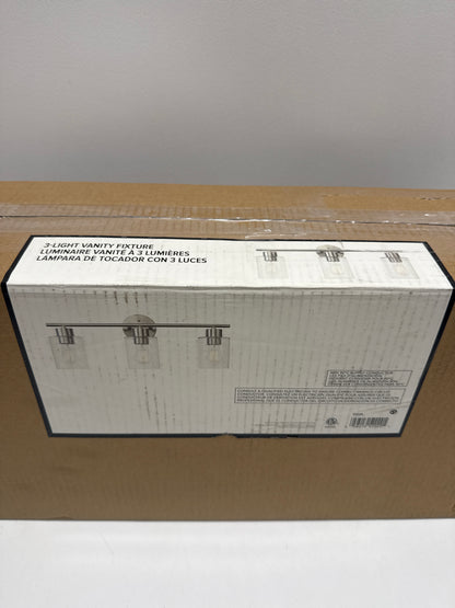 Bellevue GBF13025 Lydia 3 Light 23" Wide Bathroom Vanity Light with Seeded Glass Shades Brushed Nickel