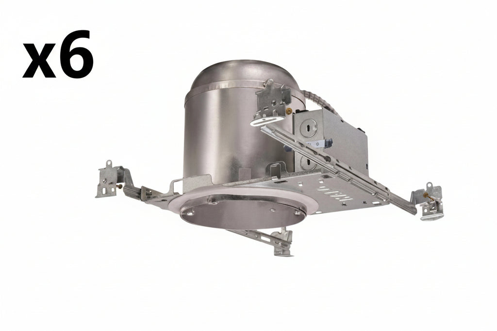 HALO H750 6” Recessed Lighting Housing for New Construction IC-Rated Air-Tite Compatible W/ HALO LED Modules & Trims 6 Pack