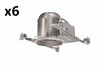 HALO H750 6” Recessed Lighting Housing for New Construction IC-Rated Air-Tite Compatible W/ HALO LED Modules & Trims 6 Pack