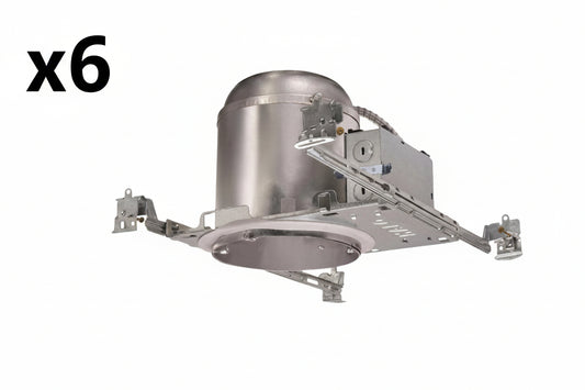 HALO H750 6” Recessed Lighting Housing for New Construction IC-Rated Air-Tite Compatible W/ HALO LED Modules & Trims 6 Pack