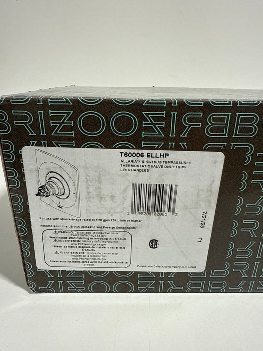 Brizo T60006-LHP Thermostatic Valve Trim Only with Integrated Volume Control - Less Handles and Rough in Matte Black