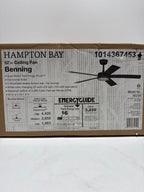Benning 52 in. Flat Bronze Downrod Standard Ceiling Fan with White Adjustable LED Light, DC Motor, and Remote Control