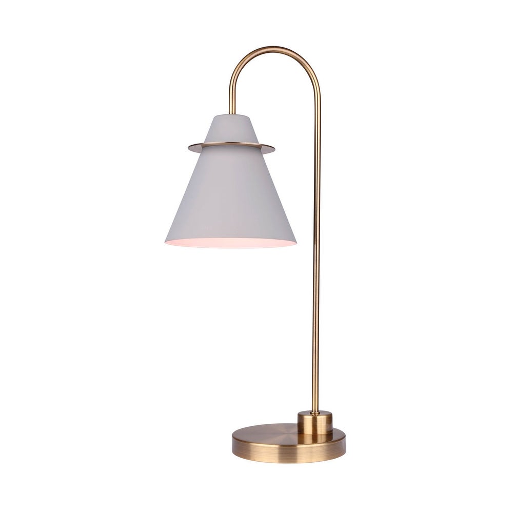 Canarm ITL1076A22 Talia 22’’ Tall Gooseneck Table Lamp Gold / Matte White Lamp - *Furniture & Organization