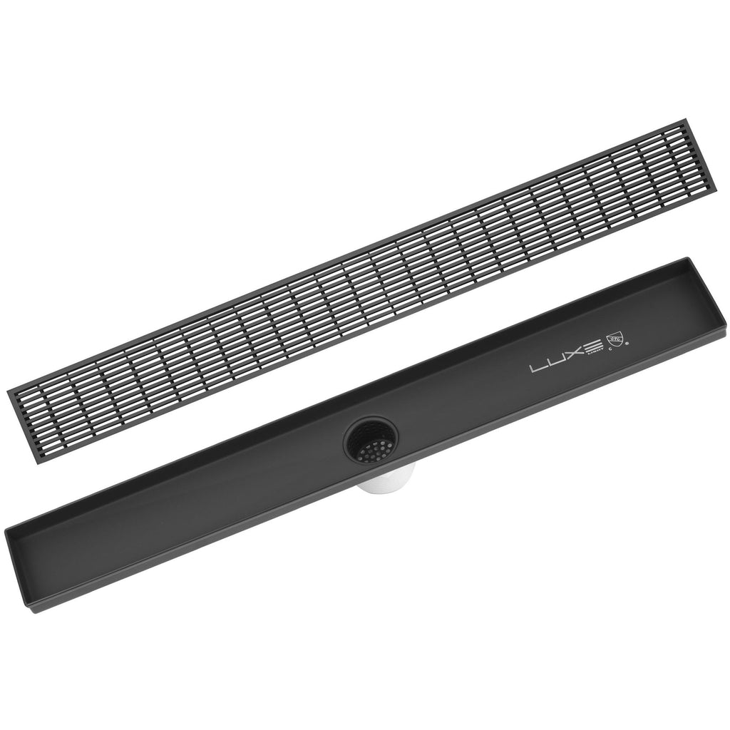LUXE Linear Drains WW-26 26’’ Wedgewire Linear Shower Drain Matte Black - *Plumbing