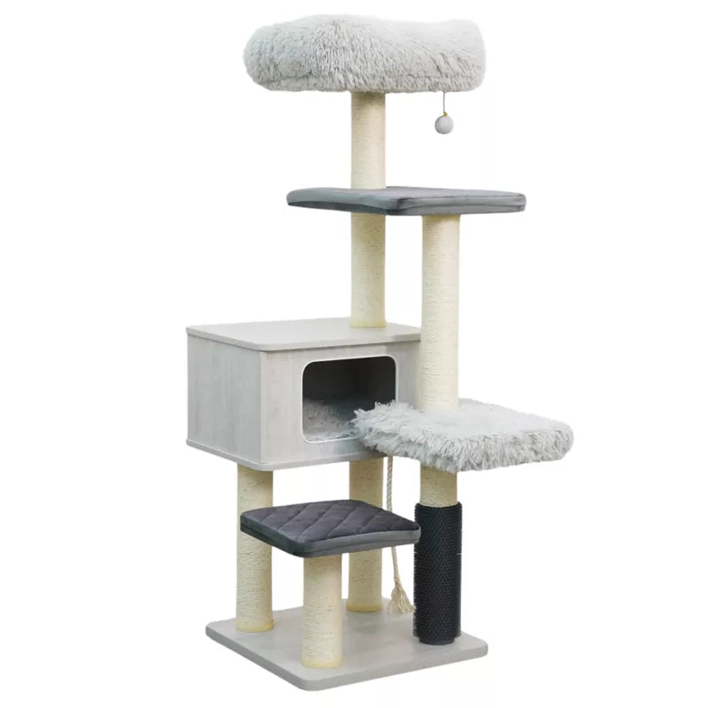 See Desc Catry Kasio 55 inch Cat Tree, With 6 levels and Large Condo, Gray