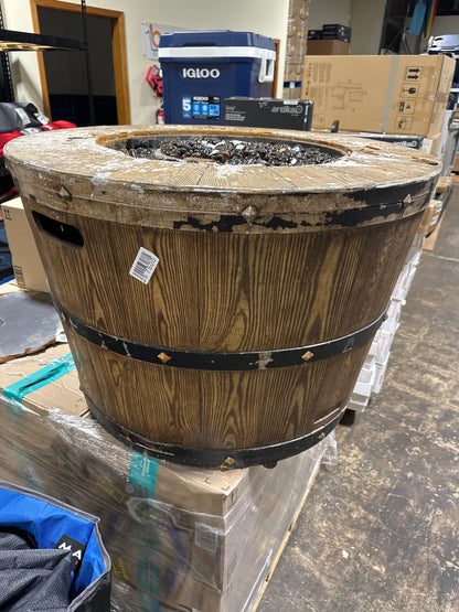 As Is Sunbeam Wine Barrel Fire Pit